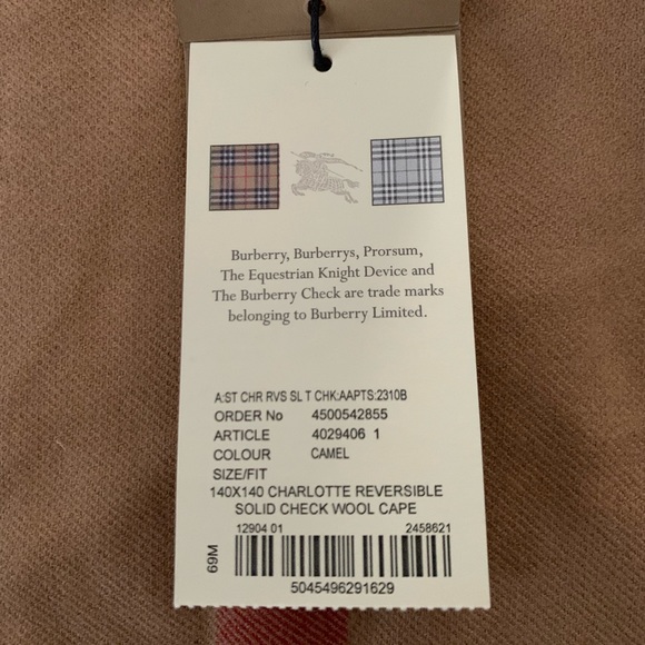 BNWT Authentic Burberry Charlotte Reversible Wool Cape Camel - Picture 8 of 11
